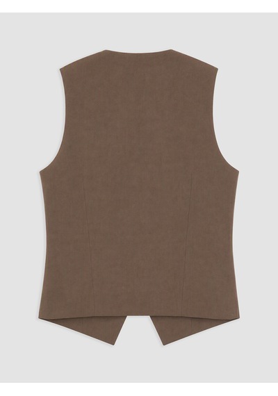 Lcw Comfort Kahverengi Bisiklet Yaka Kadın Klasik Yelek