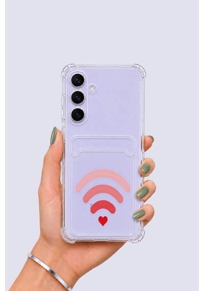 Samsung Uyumlu Galaxy S25 Fe Kartlıklı Aşk Sinyali Desenli Kılıf Şeffaf