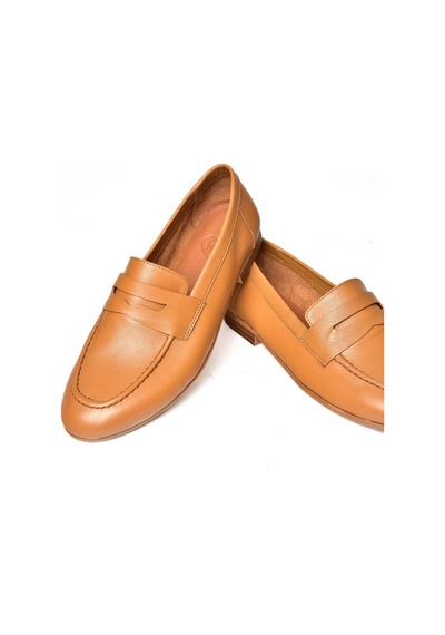Fox Shoes S944007803 Taba Hakiki Deri Kadın Babet Taba