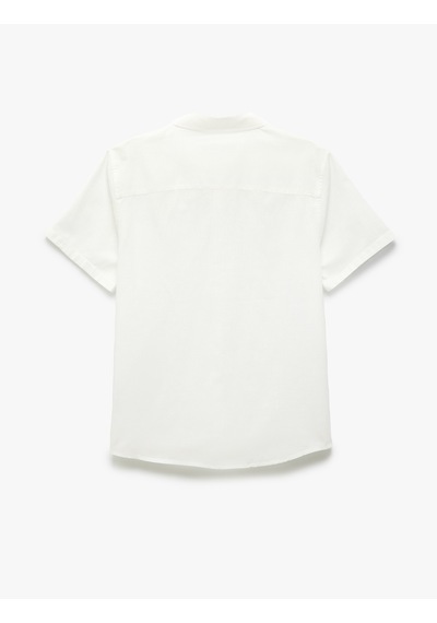 Koton Kısa Kollu Pamuklu Cep Detaylı Slim Fit Gömlek Kırık Beyaz 5sam60014hw Ekru