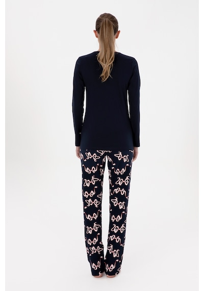 U.S. Polo Assn. Kadın Lacivert Yılbaşı Temalı Pijama Takımı 50318932-VR033