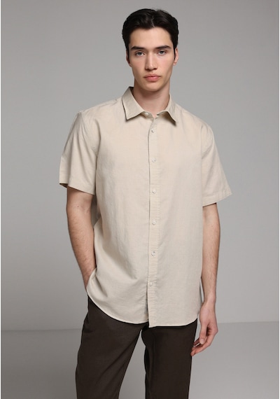 Colin's Colins Regular Fit Shirt Neck Düz Erkek Bej Uzun Kol Gömlek Cl1080097 Q1.v2 Beı