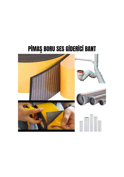 Pimaş Gider Borusu Ses Yalıtımı Kauçuk Bant Yapışkanlı 10cm X 10metre Bant Marketim