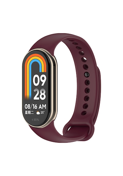 Xiaomi Mi Band 8 Serisi Klasik Kordon Silikon Strap Kayış-koyu Kırmızı