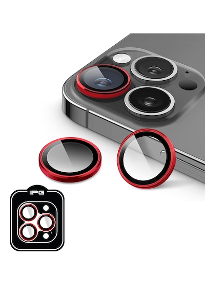 Apple Uyumlu iPhone 14 Pro / Pro Max İçin Ipg Kamera Lens Koruyucu - Kırmızı