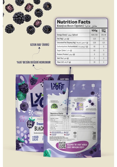 Lyofit Food Freeze Dried Böğürtlen 15 G
