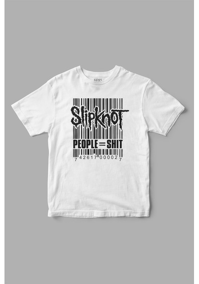 Slipknot People Shıt Barcode Baskılı Tişört Beyaz