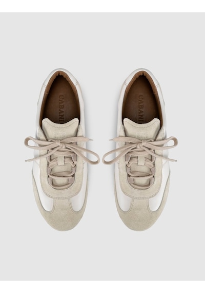 Hakiki Deri Latte Süet Kadın Sneaker Ayakkabı Bej