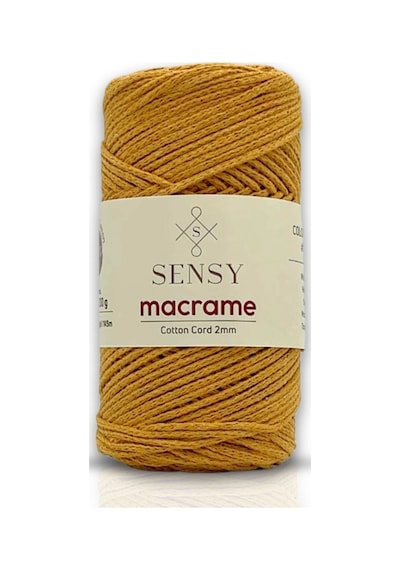Premium Koton Pamuk Makrome İpi 2mm Cotton Zincir Makrome Çanta İpi Supla İpi Koton İp Hardal