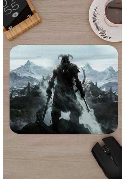 Skyrim Kaymaz Dikişli Kauçuk Oyuncu Mousepad V1 - 22x18 Gaming Mouse Pad Fare Altlığı