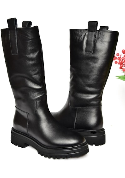 Fox Shoes R555267003 Siyah Hakiki Deri Kadın Çizme Siyah