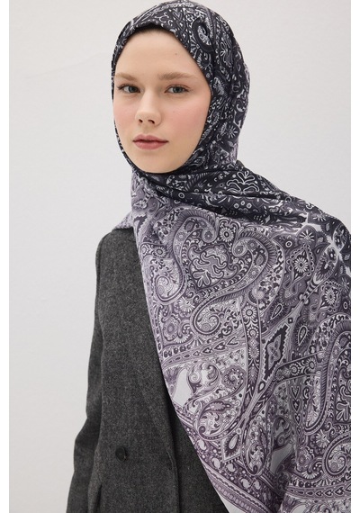 Mirsoy Scarf Eftelya Pamuk Etnik Desen Şal Siyah