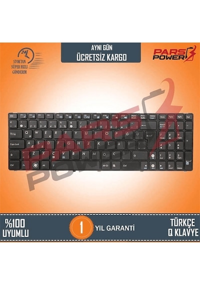 Asus Uyumlu N61DA, N61JA, N61JQ, N61JV Notebook Klavye (Siyah TR) ( Pars power ) Siyah - Çerçeveli 305874