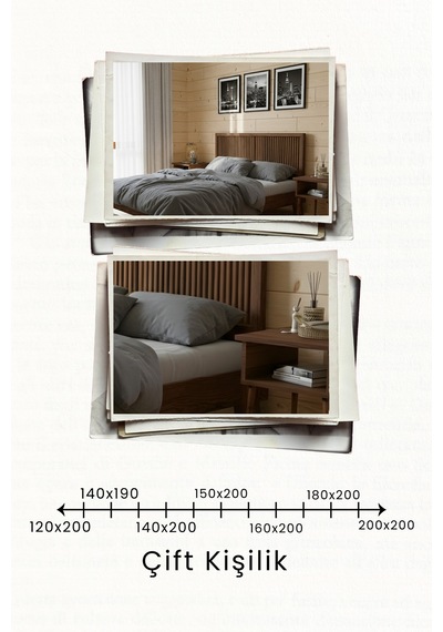 Alaz Dikey Başlıklı Masif Ahşap Karyola Ceviz 90x190