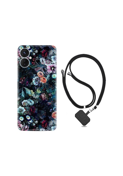 Tecno Spark 9T Kılıf İpli Boyun Askılı Desenli Silikon Great Flowers 1304