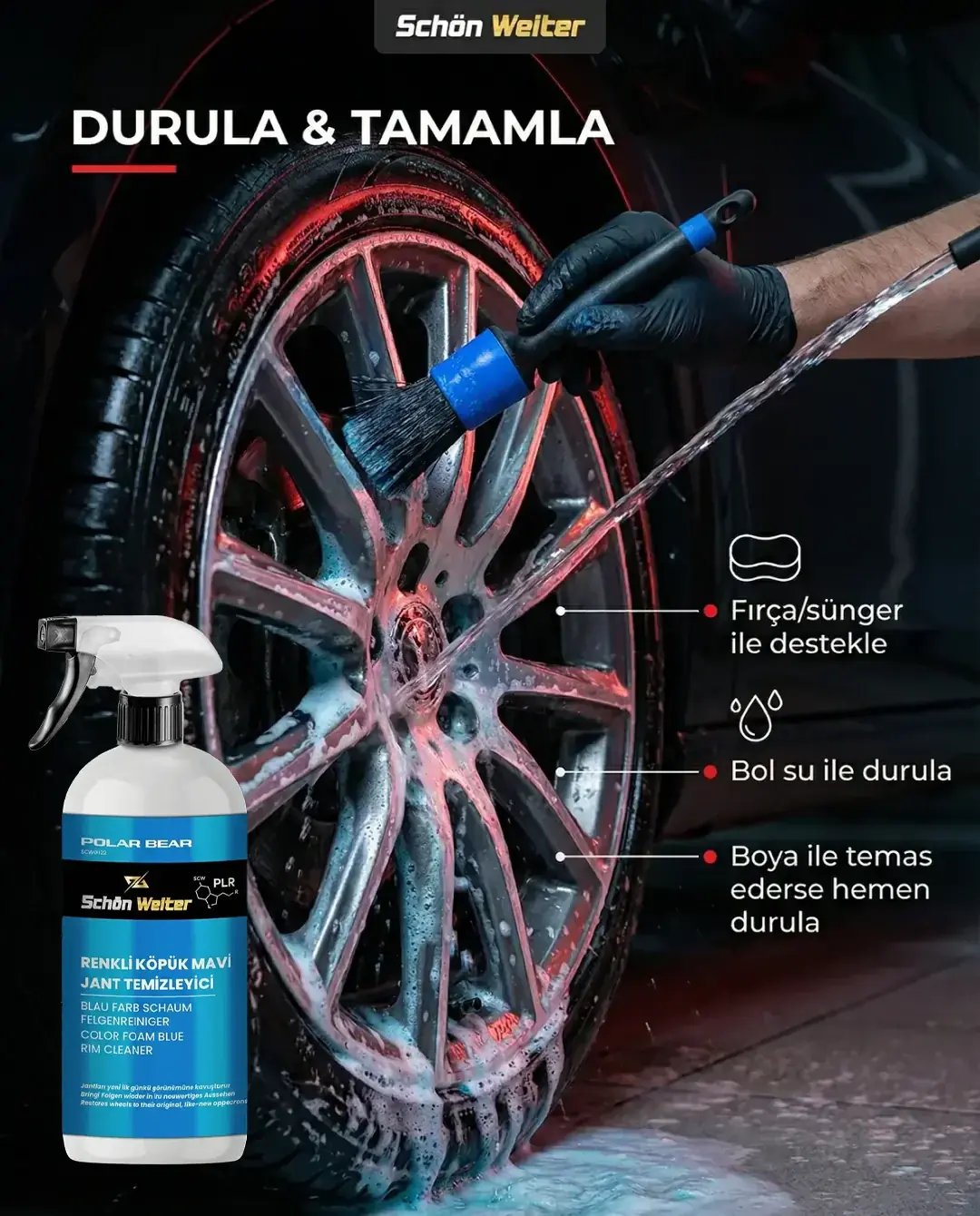 Araç Oto Mavi Jant Temizleyici - Renkli Köpük Sprey 500ml