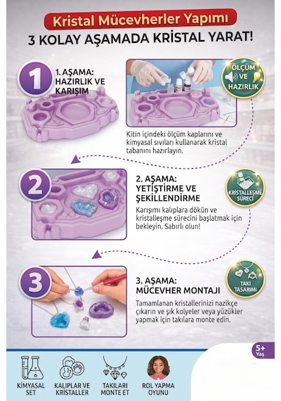 Clemento-ni Lisanslı Kristal Takı Tasarımı Değerli Taşlar 18 Parça Renkli Kendin Yap Oyuncak Set