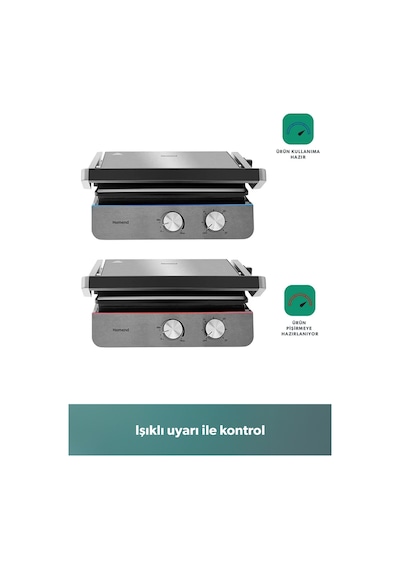 Homend Grilliant 1344h Inox Gövdeli, Döküm Çıkarılabilir Plakalı Tost Ve Izgara Makinesi