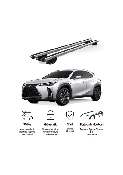 Kanca Lexus Ux 2019 Ve Sonrası Uyumlu Gri Kilitli Ara Atkı 110cm Port Bagaj Tavan Barı