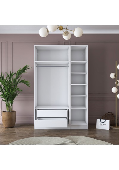 Rani Ba155 Gardırop Elbise Dolabı 3 Kapaklı 2 Çekmeceli 7 Raflı Askılı Modüler Dolap Beyaz Rani Ba155 Gardırop Elbise Dolabı 3 Kapaklı 2 Çekmeceli 7 Raflı Askılı Modüler Dolap Beyaz