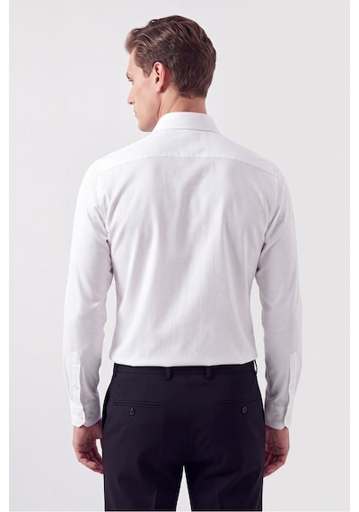 Slim Fit İtalyan Yaka %100 Pamuk Saten Düz Beyaz Gömlek Gk 759