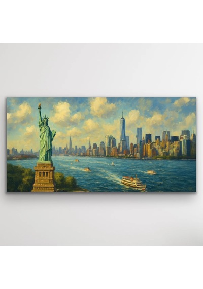 Özgürlük Heykeli Kanvas Tablo 60x120cm Çok Renkli