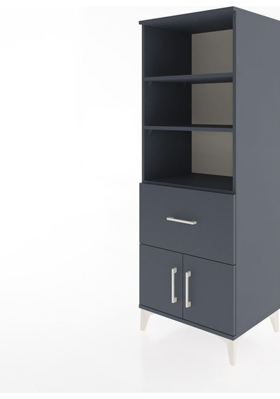 Hyperion Dolap 3 Raflı Tek Çekmeceli 2 Kapaklı 60x44x163 Antrasit-antrasit Antrasit