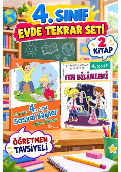 4. Sınıf Öğretmen Tavsiyeli Evde Tekrar Seti 2 Kitap- Fen Bilimleri Etkinlik Ve Sosyal Bilgiler Çalışma Kitabım