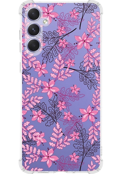 Samsung Galaxy A26 İle Uyumlu Floral Pembe Baskılı Şeffaf Köşe Korumalı Antişok Kılıf