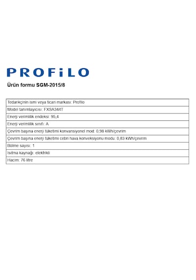 Profilo FXSA344T 76 LT Buhar Destekli Ankastre Fırın