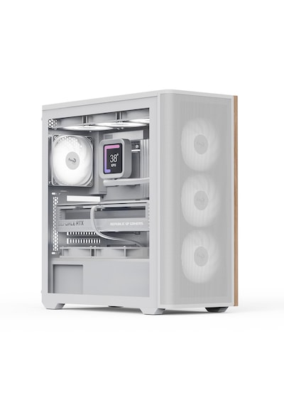 Aerocool D501a White 4x12cm A-rgb Fanlı, Ahşap Ön Panel Detaylı,