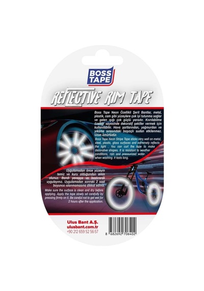 Boss Tape Beyaz Neon Jant Bandı Unı En12899 Sertifikalı En:7mm Boy:7mt