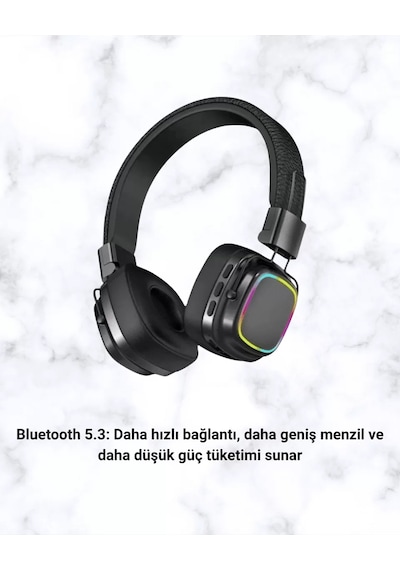 Renkli Işık Efektli Bluetooth 5.3 Müzik Kulaklığı Yeni Nesil 1