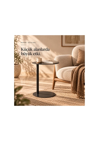 Slate Metal C Sehpa Modern Tasarım Elips Tablalı Minimalist Koltuk Yanı Sehpa Siyah - 935314037 Siyah
