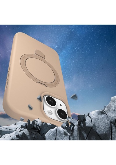 Apple İphone 15 İle Uyumlu Kılıf Standlı M-safe Şarj Özellikli Mat Parmak İzi Bırakmayan Kapak Samara Siyah