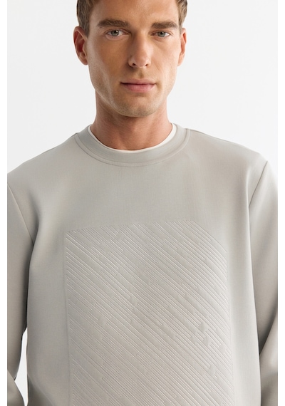 Avva Erkek Gri Bisiklet Yaka Pamuklu Baskılı Elastan Regular Fit Sweatshirt A42y1243