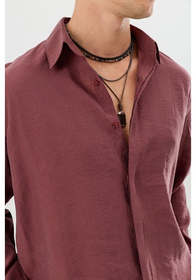 Antioch Modal Karışımlı Crop Fit Erkek Gömlek Bordo