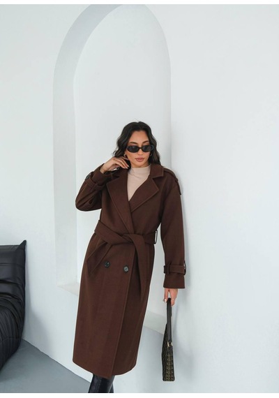 Mylook Modern Premium Kaşe Kaban Acı Kahverengi