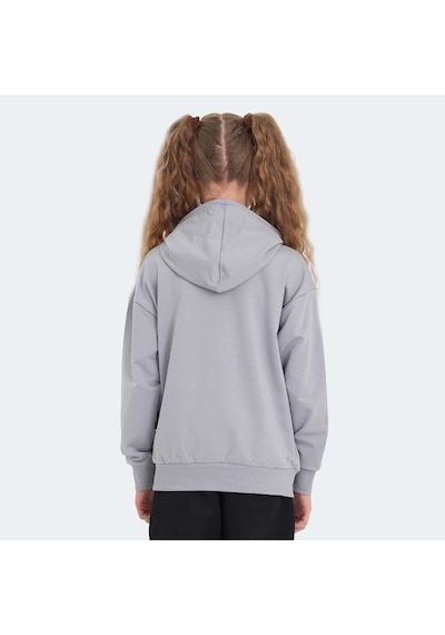 Slazenger LETTO Çocuk Kapüşonlu Cepli Taş Gri Sweatshirt