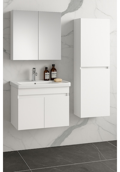 Viena Banyo Dolabı Ve Ayna Üst Modül Takım Beyaz