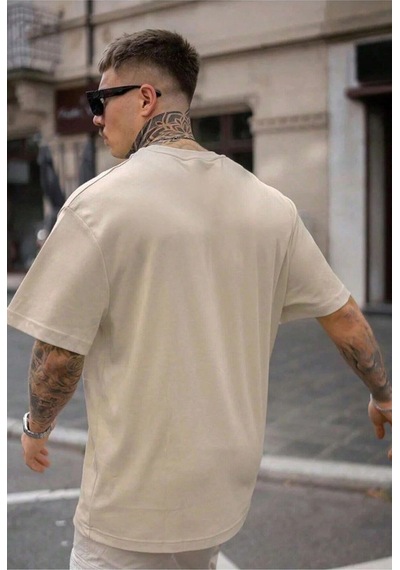 Hırsch Unisex Bej California Baskılı Oversize T-shirt Bej