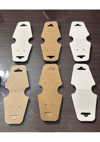 150 Adet Takı Kartı 12 5 Cm Kraft, Beyaz, Beyaz/gri 3 Renk Küpe Kolye Bileklik Sunum & Sergi Kartı