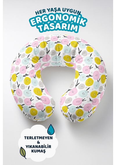 Pastel Çiçek Desenli Ergonomik Boyun Yastığı - Renkli Modern Tasarım Yumuşak Seyahat Yastığı Doygun Taş Gül Pembesi Pastel Çiçek Desenli Ergonomik Boyun Yastığı - Renkli Modern Tasarım Yumuşak Seyahat Yastığı Doygun Taş Gül Pembesi