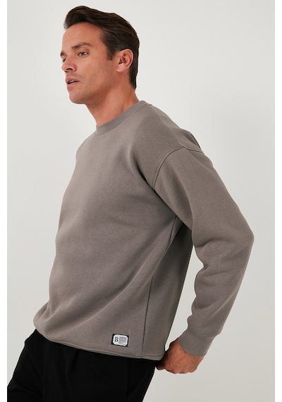 Buratti Regular Fit Bisiklet Yaka Pamuklu Içi Tüylü Yumuşak Şardonlu Erkek Sweat 5905255 Toprak