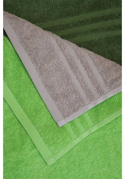 %100 Organik Pamuk Milano Premium Antbakteriyel 50x100 Cm 3'lü El Ve Yüz Havlu Seti Haki-yeşil-mocha