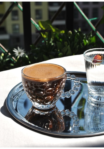 6'lı Cam Boncuklu Kahve Fincanı Takımı Türk Kahvesi Bardağı Espre