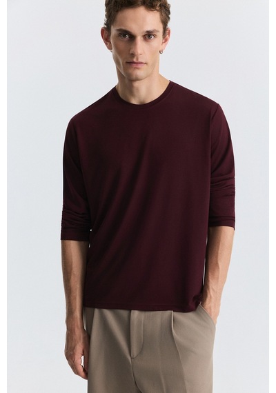 Antioch Relax Fit Uzun Kollu T-shirt Bordo