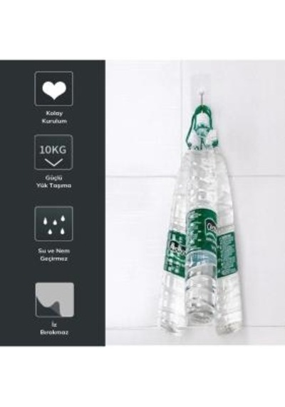 Ultra Güçlü Yapışkanlı Suya Dayanıklı Şeffaf 5'li Askı Çok Renkli