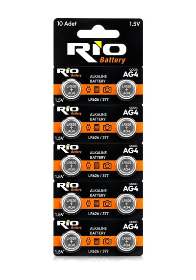 Rio Battery Ag4 Lr626/377 Alkalin Düğme Pil 1.5v 10'lu Kart