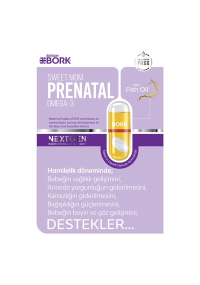 Prenatal 30 Likit Kapsül Parafinsiz Hamilelik Dönemi Omega3 Biotin İyot Methyl Folat İçeren Vitamin